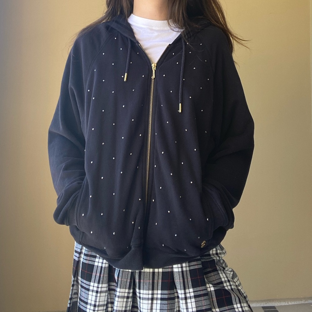 JUICY COUTURE Sparkle Gem Zip Up Hoodie Jacket